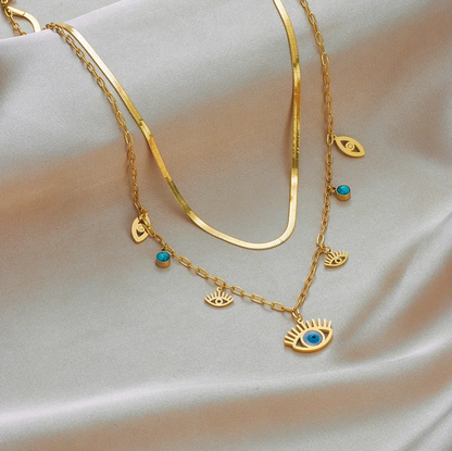 Gold Evil Eye Layered Necklace Set - Necklace - 18k Gold Plated Waterproof Jewellery - Collection 9