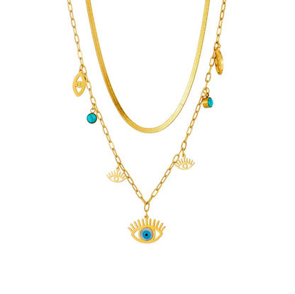 Gold Evil Eye Layered Necklace Set - Necklace - 18k Gold Plated Waterproof Jewellery - Collection 9