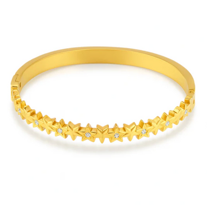 Gold Crystal Star Bangle - Bracelet - 18k Gold Plated Waterproof Jewellery - Collection 9