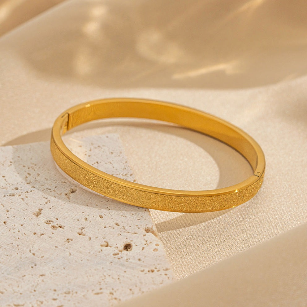 Gold Textured Bangle - Bracelet - 18k Gold Plated Waterproof Jewellery - Collection 9
