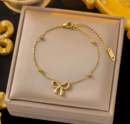 Bow Pendant Bracelet - Jewelry - 18k Gold Plated Waterproof Jewellery - Collection 9