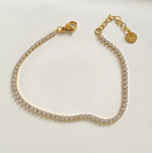 Gold Crystal Tennis Bracelet - Bracelet - 18k Gold Plated Waterproof Jewellery - Collection 9