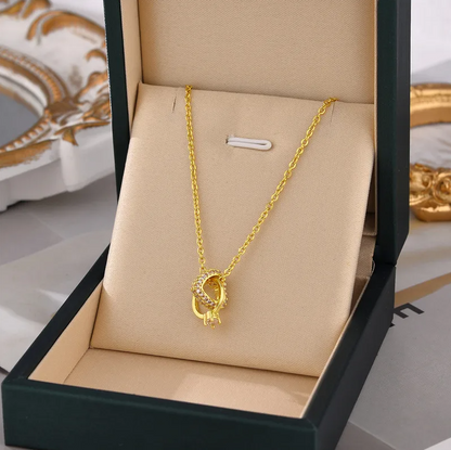 Gold Crystal Heart Pendant Necklace - Necklace - 18k Gold Plated Waterproof Jewellery - Collection 9