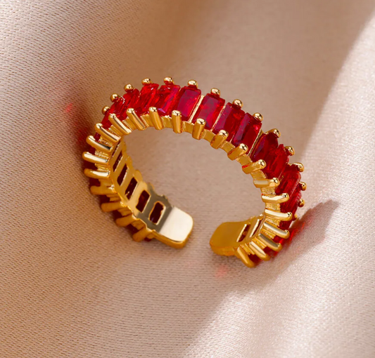 Gold Crystal Baguette Ring - Ring - 18k Gold Plated Waterproof Jewellery - Collection 9