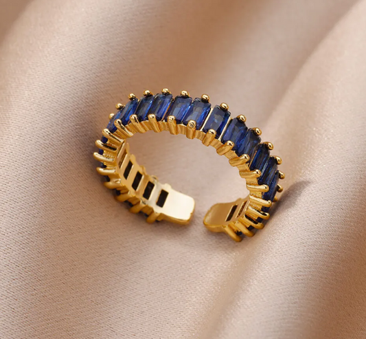 Gold Crystal Baguette Ring - Ring - 18k Gold Plated Waterproof Jewellery - Collection 9