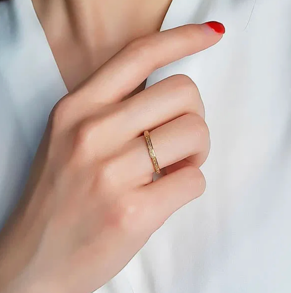 Gold Textured Bangle Ring - Rings - 18k Gold Plated Waterproof Jewellery - Collection 9