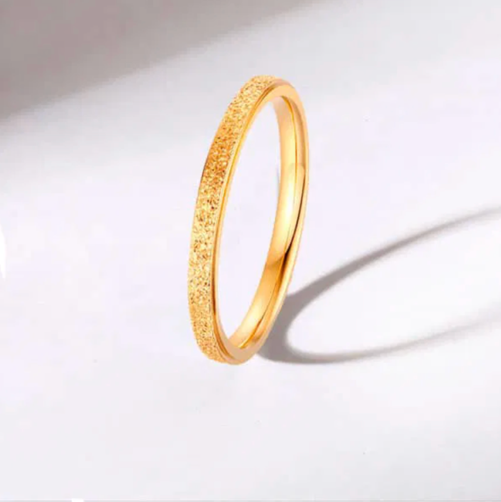 Gold Textured Bangle Ring - Rings - 18k Gold Plated Waterproof Jewellery - Collection 9