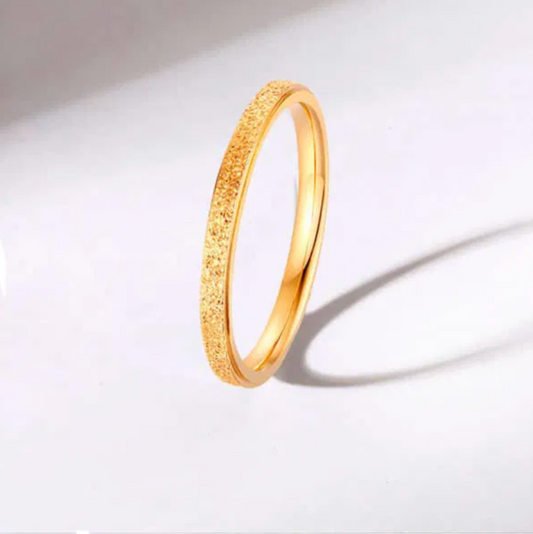 Gold Textured Bangle Ring - Rings - 18k Gold Plated Waterproof Jewellery - Collection 9