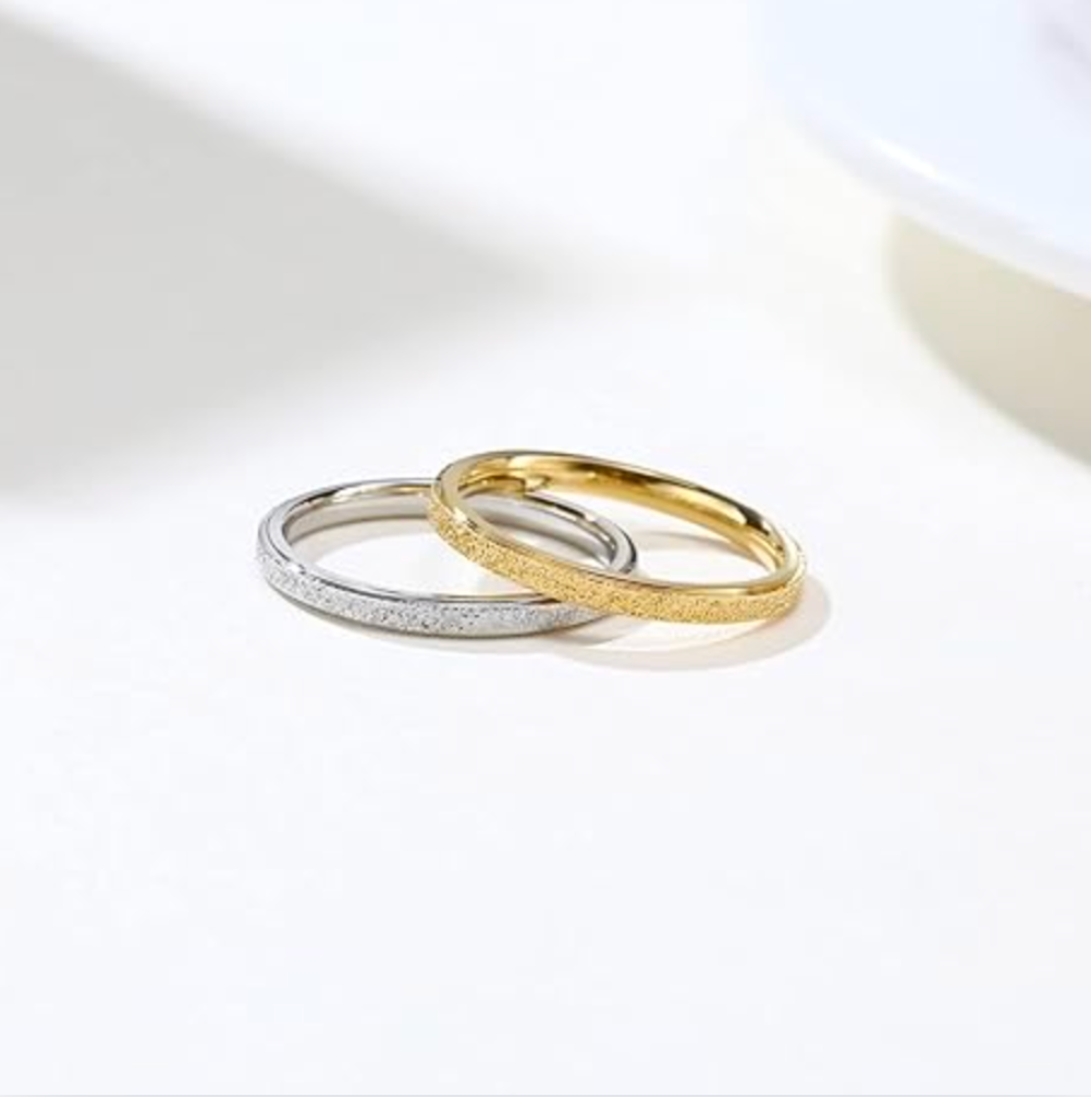 Gold Textured Bangle Ring - Rings - 18k Gold Plated Waterproof Jewellery - Collection 9