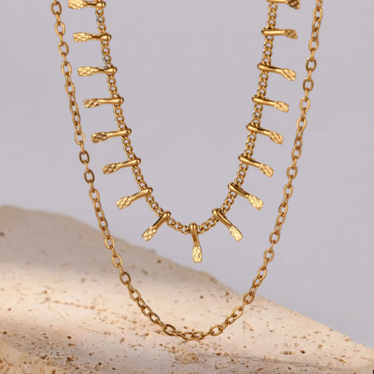 Gold Fringe Layered Necklace - Necklace - 18k Gold Plated Waterproof Jewellery - Collection 9