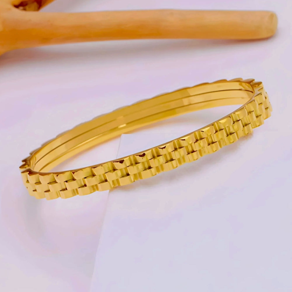 Gold Textured Bangle - Bracelet - 18k Gold Plated Waterproof Jewellery - Collection 9