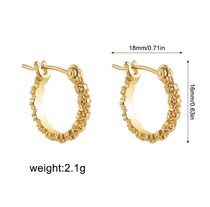 Gold Zircon Cross Huggies Earrings - - 18k Gold Plated Waterproof Jewellery - Collection 9