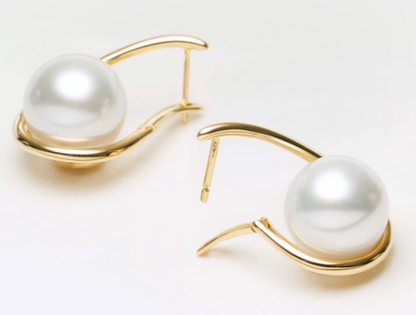 Gold Teardrop Freshwater Pearl Earrings - - 18k Gold Plated Waterproof Jewellery - Collection 9