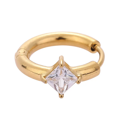 Gold Crystal Huggie Hoop Earring - - 18k Gold Plated Waterproof Jewellery - Collection 9