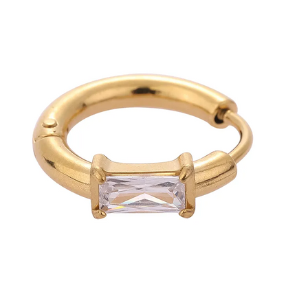 Gold Crystal Huggie Hoop Earring - - 18k Gold Plated Waterproof Jewellery - Collection 9