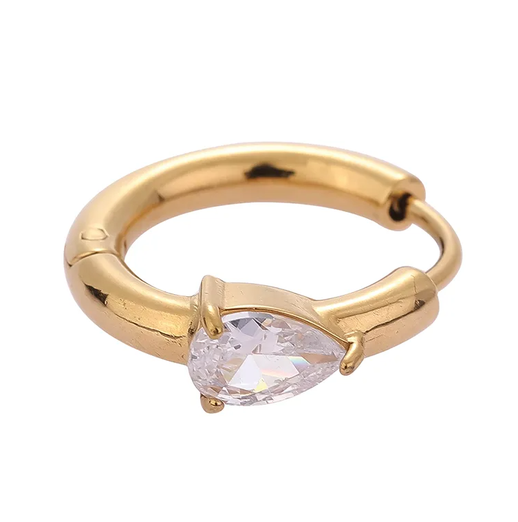 Gold Crystal Huggie Hoop Earring - - 18k Gold Plated Waterproof Jewellery - Collection 9