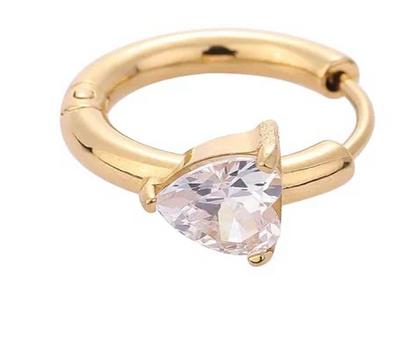 Gold Crystal Huggie Hoop Earring - - 18k Gold Plated Waterproof Jewellery - Collection 9