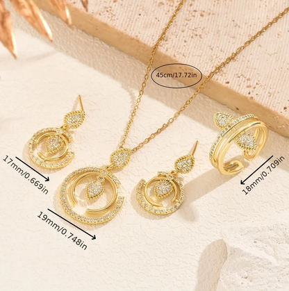 Gold Moon Teardrop Crystal Jewelry Set - - 18k Gold Plated Waterproof Jewellery - Collection 9