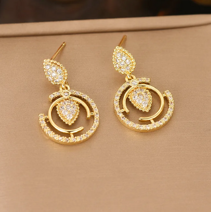 Gold Moon Teardrop Crystal Jewelry Set - - 18k Gold Plated Waterproof Jewellery - Collection 9