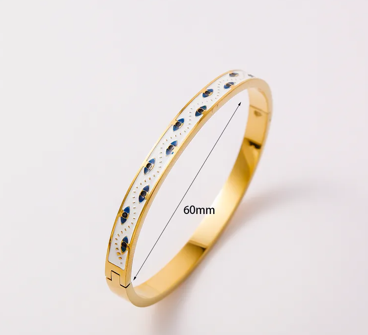 Gold Evil Eye Enamel Bangle - Bracelets - 18k Gold Plated Waterproof Jewellery - Collection 9