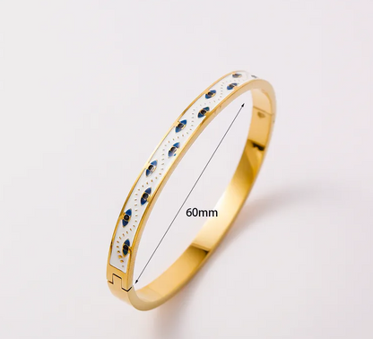 Gold Evil Eye Enamel Bangle - Bracelets - 18k Gold Plated Waterproof Jewellery - Collection 9