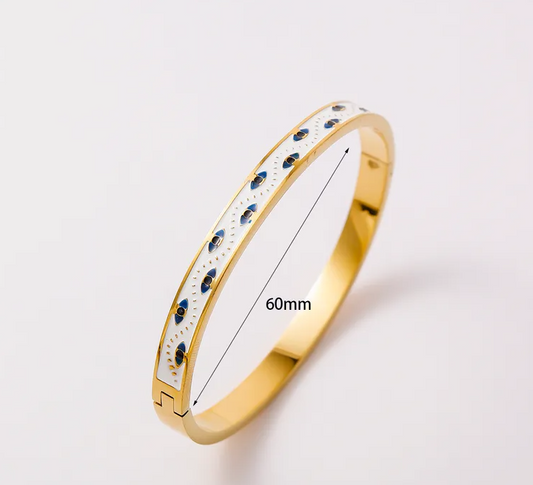 Gold Evil Eye Enamel Bangle - Bracelets - 18k Gold Plated Waterproof Jewellery - Collection 9