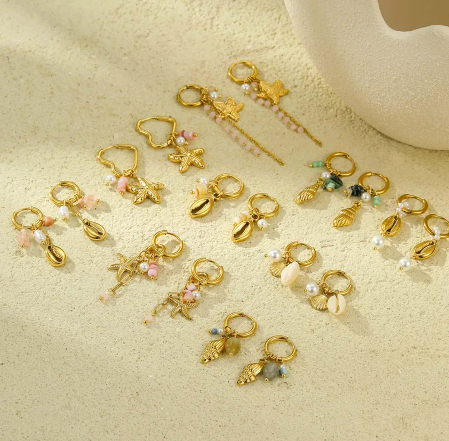 Beach Charm Hoop Earrings