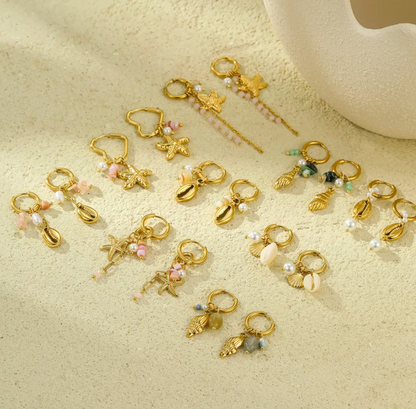 Beach Charm Hoop Earrings