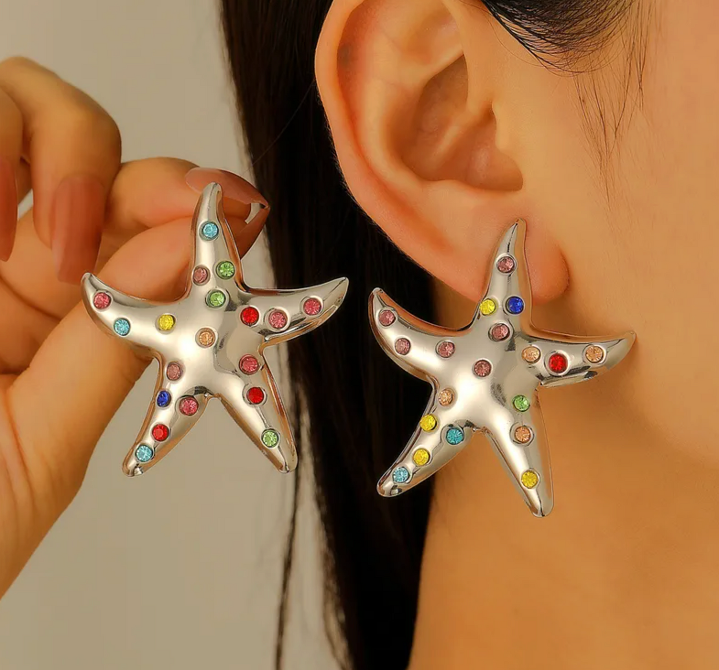Crystal Starfish Stud Earrings