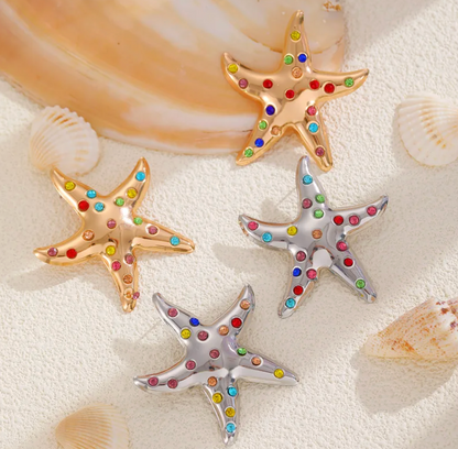 Crystal Starfish Stud Earrings