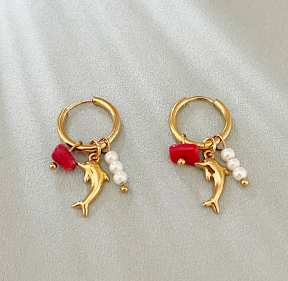 Ocean Creature Charm Hoop Earrings