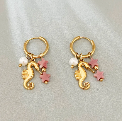 Ocean Creature Charm Hoop Earrings