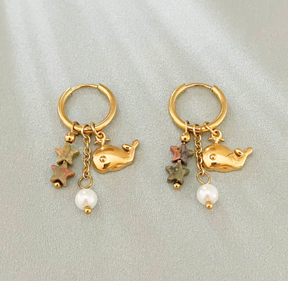 Ocean Creature Charm Hoop Earrings