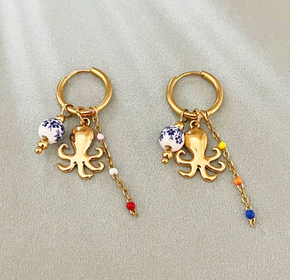 Ocean Creature Charm Hoop Earrings