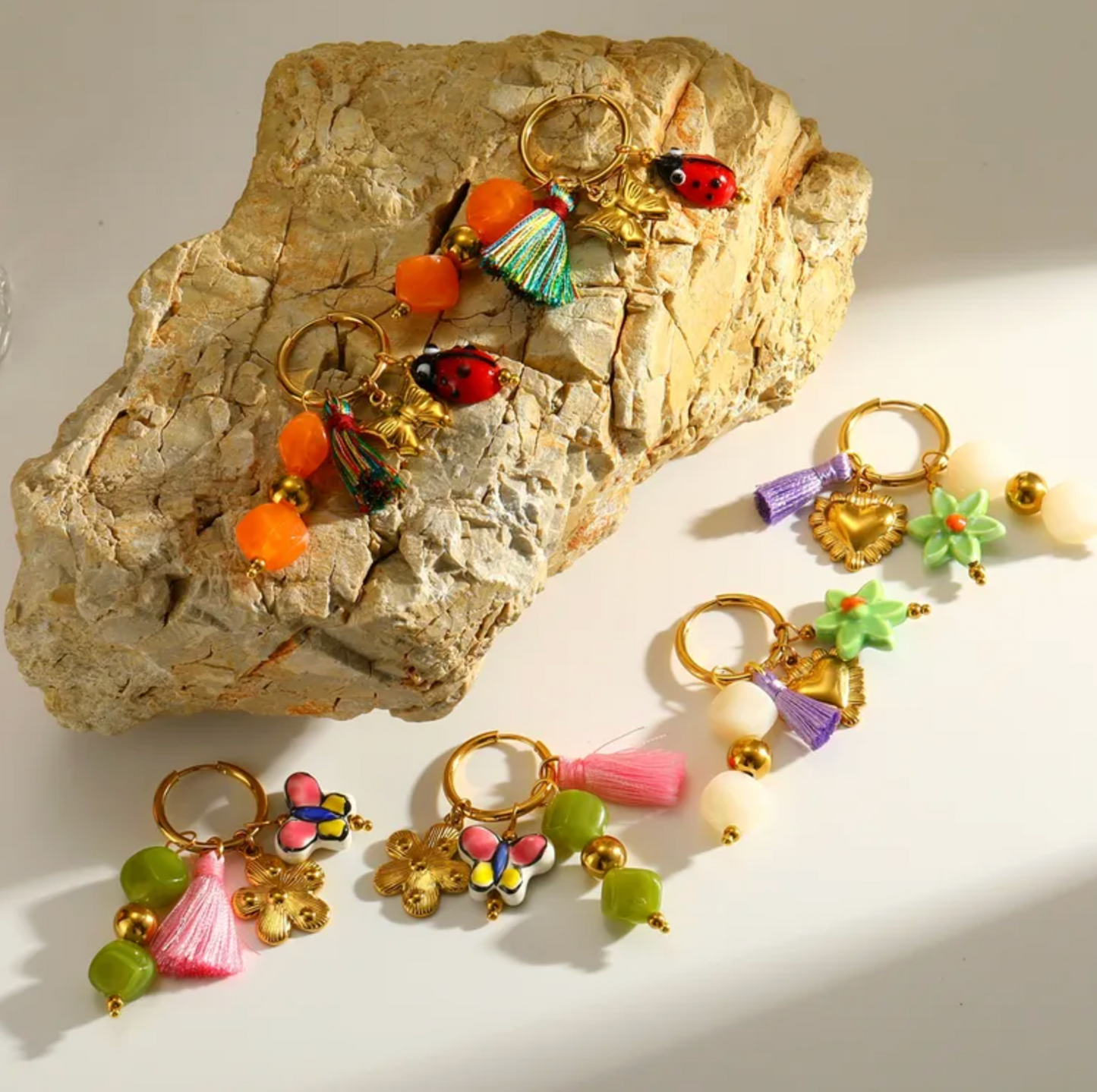 Summer Garden Charm Hoop Earrings