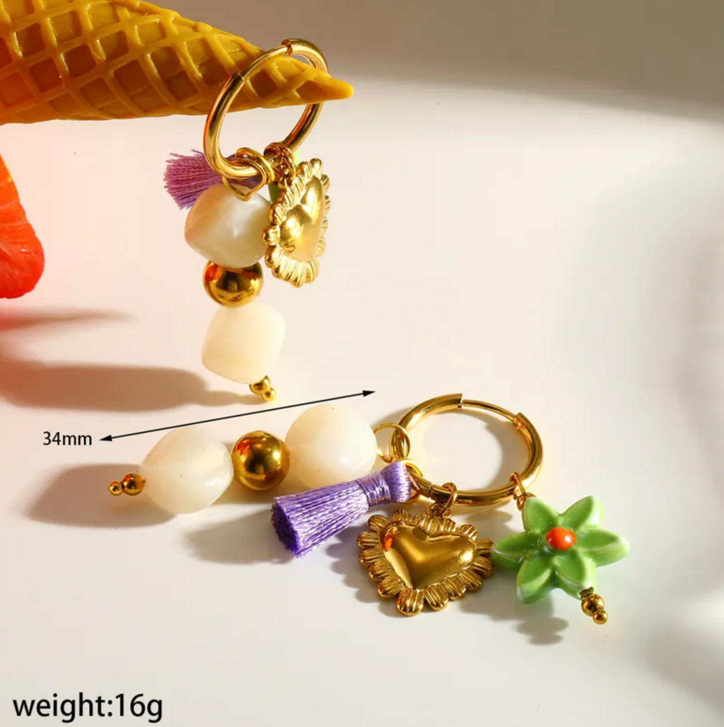 Summer Garden Charm Hoop Earrings