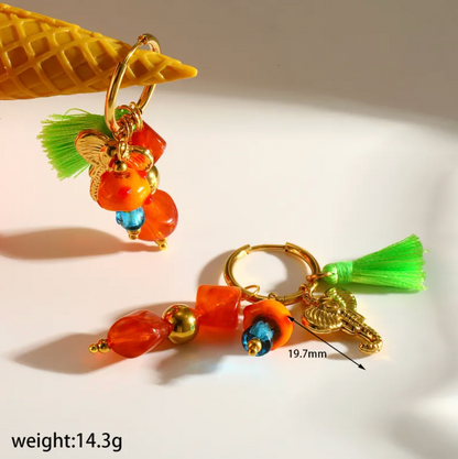 Summer Garden Charm Hoop Earrings