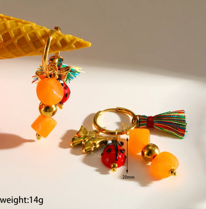 Summer Garden Charm Hoop Earrings