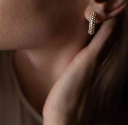 Gold Crystal Encrusted Hoop Earrings - - 18k Gold Plated Waterproof Jewellery - Collection 9