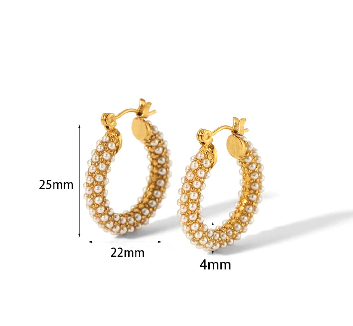 Gold Crystal Encrusted Hoop Earrings - - 18k Gold Plated Waterproof Jewellery - Collection 9