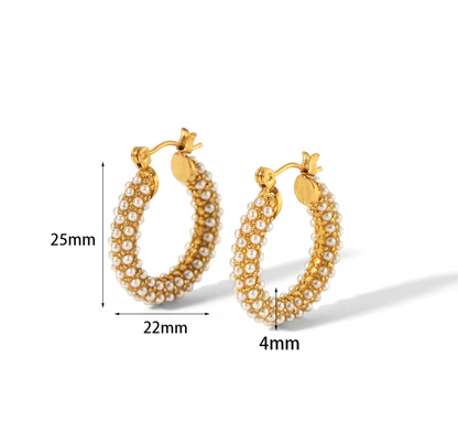 Gold Crystal Encrusted Hoop Earrings - - 18k Gold Plated Waterproof Jewellery - Collection 9