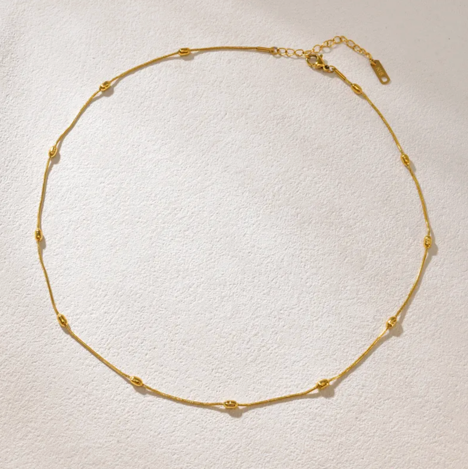Gold Snake Chain Bead Necklace - Necklace - 18k Gold Plated Waterproof Jewellery - Collection 9