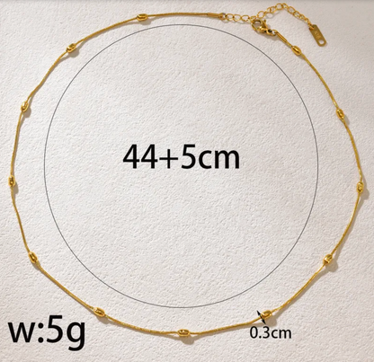 Gold Snake Chain Bead Necklace - Necklace - 18k Gold Plated Waterproof Jewellery - Collection 9