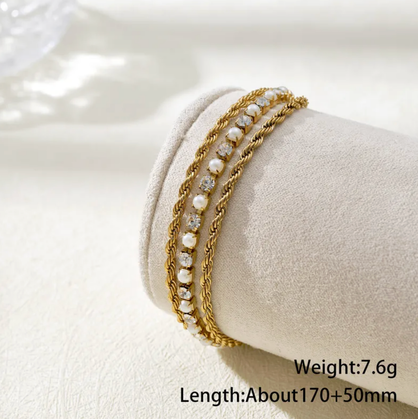 Gold Crystal Chain Bracelet - Jewelry - 18k Gold Plated Waterproof Jewellery - Collection 9