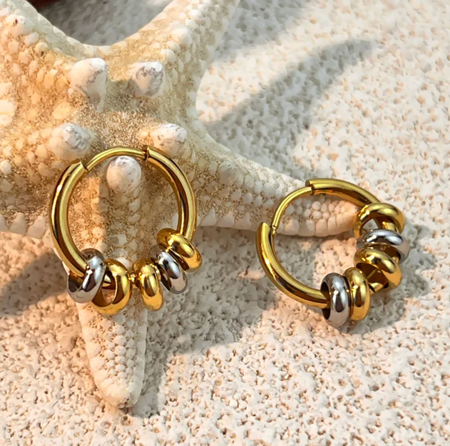 Two Tone Gold Hoop Earrings - Earrings - 18k Gold Plated Waterproof Jewellery - Collection 9