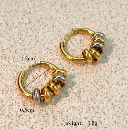 Two Tone Gold Hoop Earrings - Earrings - 18k Gold Plated Waterproof Jewellery - Collection 9