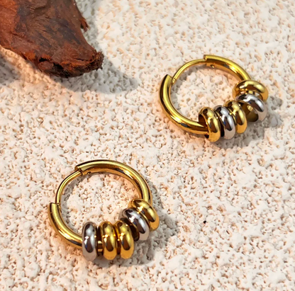 Two Tone Gold Hoop Earrings - Earrings - 18k Gold Plated Waterproof Jewellery - Collection 9