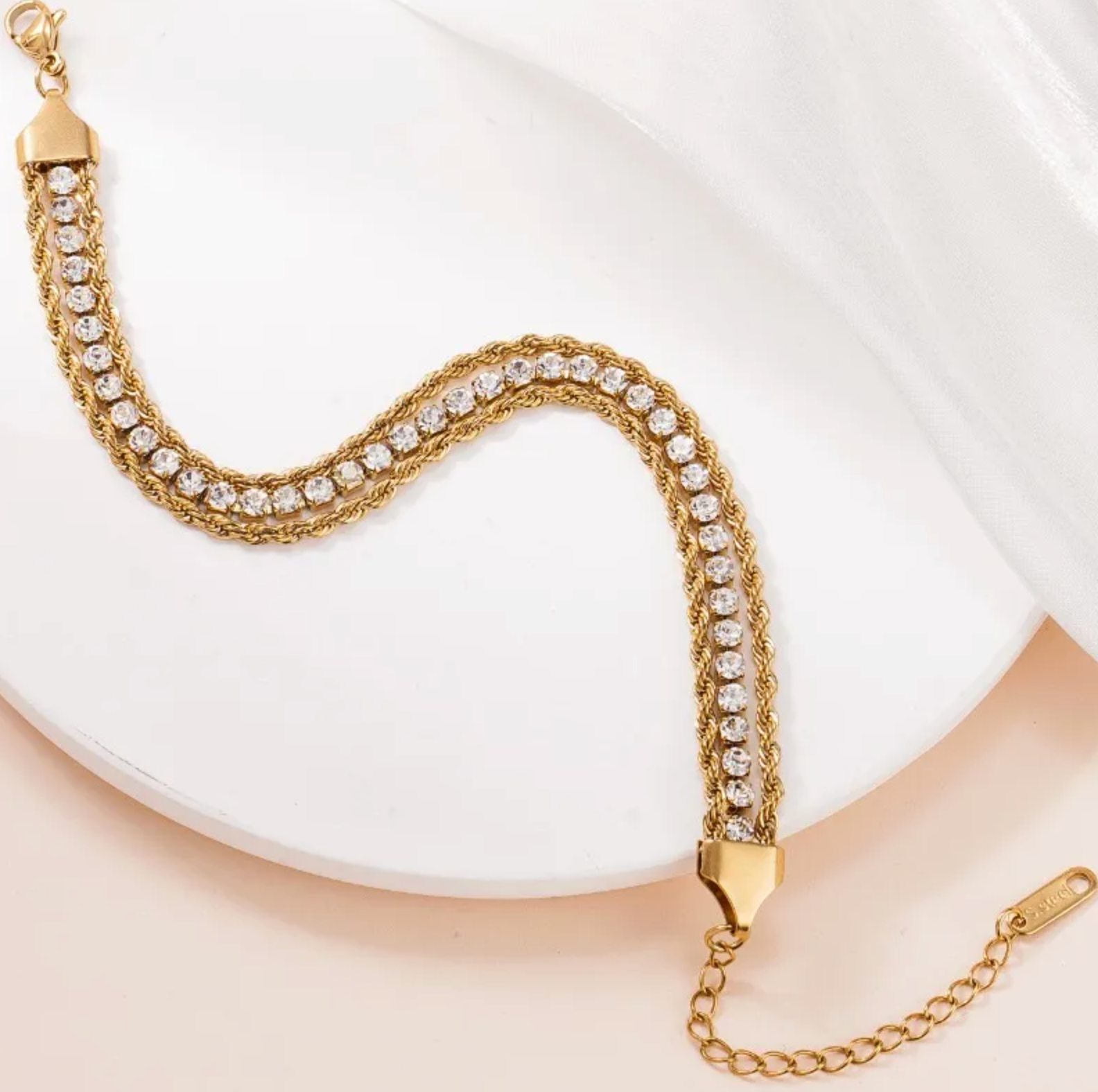 Gold Crystal Chain Bracelet - Jewelry - 18k Gold Plated Waterproof Jewellery - Collection 9