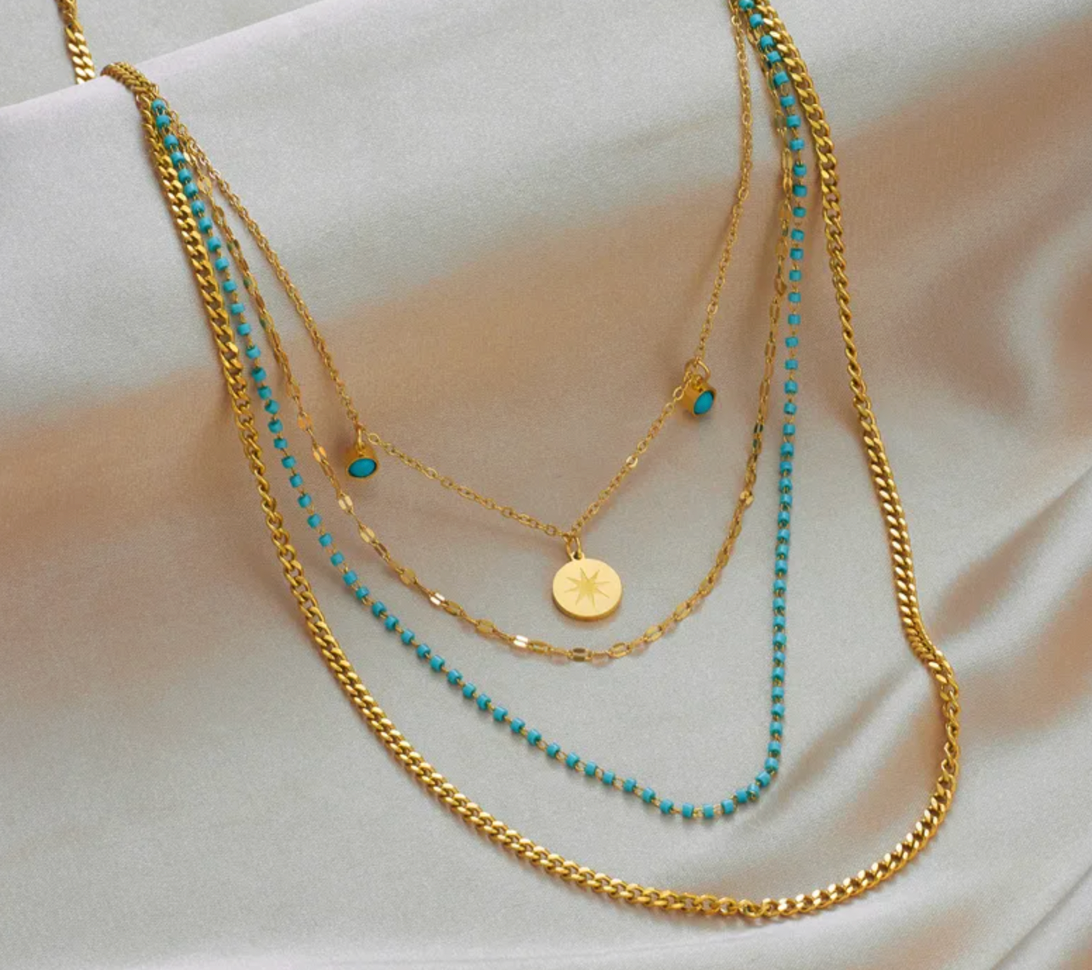 Turquoise Layered Coin Necklace