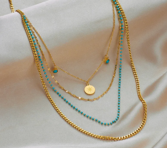 Turquoise Layered Coin Necklace